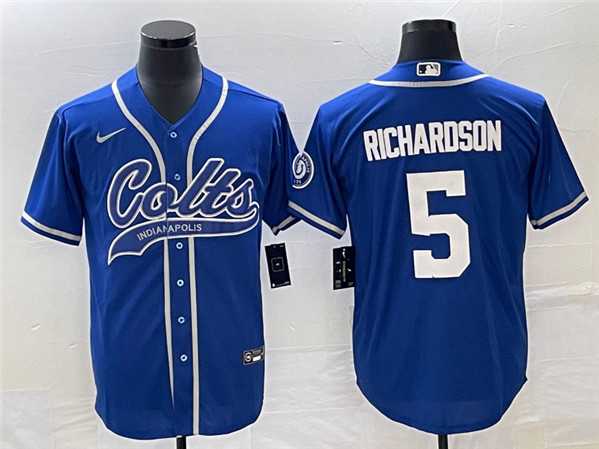 Mens Indianapolis Colts #5 Anthony Richardson Royal Cool Base Stitched Baseball Jersey